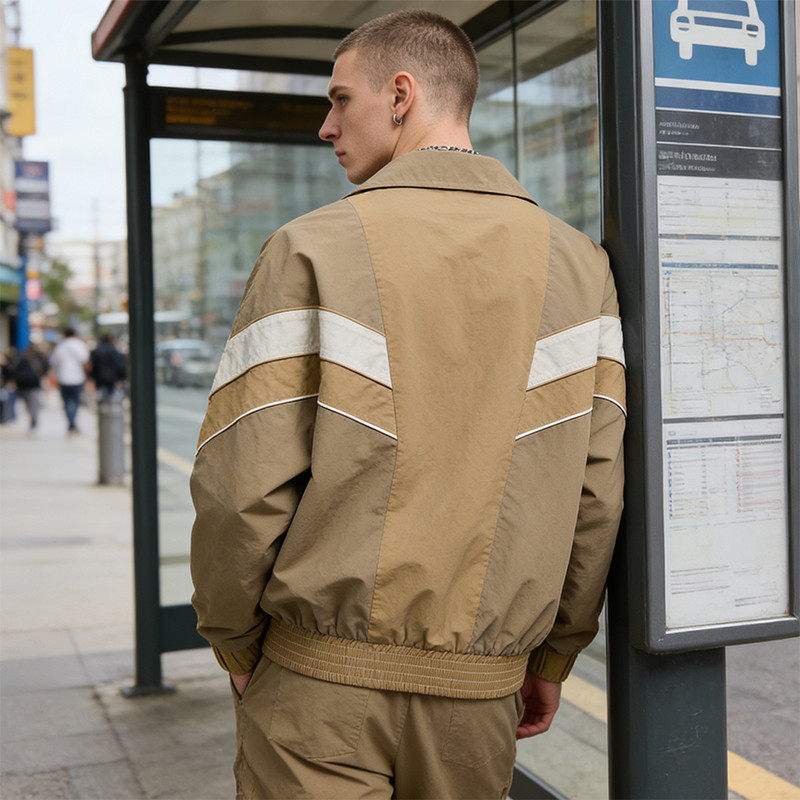 Men's Nylon Patchwork Collar Jacket