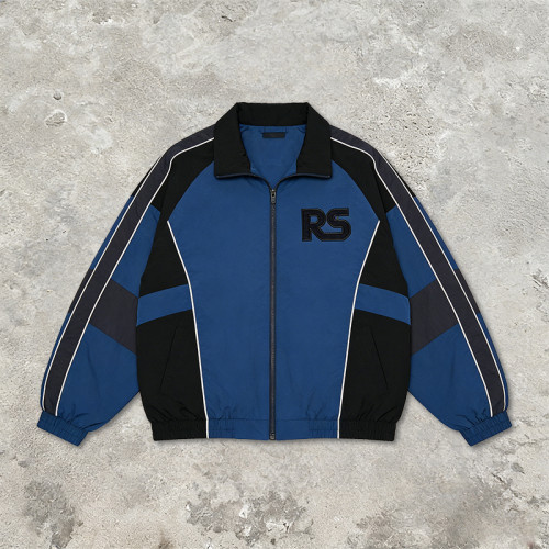 Men's Nylon Patchwork and Embroidered Collar Jacket | Retro Streetwear | Custom Streetwear Manufacturer