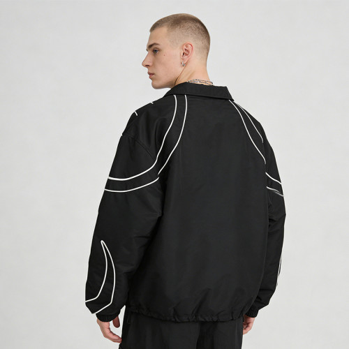 Men's Nylon Embroidered Stand Collar Jacket | Waterproof Streetwear | Custom Streetwear Manufacturer