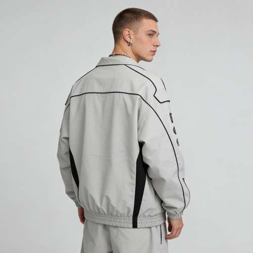 Men's Nylon Screen Print and Applique Embroidered Racing Jacket | Lightweight Streetwear | OEM Streetwear