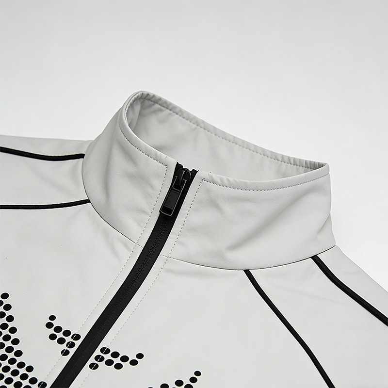 Men's Nylon Screen Print and Applique Embroidered Racing Jacket