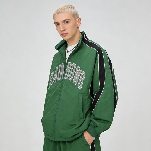 Men's Nylon Applique Patchwork Hooded Jacket | Waterproof and Windproof | Streetwear | OEM Streetwear