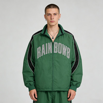 Men's Nylon Applique Patchwork Hooded Jacket | Waterproof and Windproof | Streetwear | OEM Streetwear