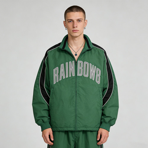 Men's Nylon Applique Patchwork Hooded Jacket | Waterproof and Windproof | Streetwear | OEM Streetwear