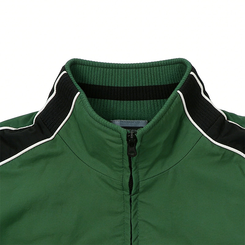 Men's Nylon Applique Patchwork Hooded Jacket