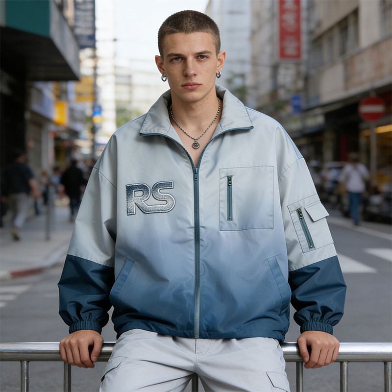 Custom Gradient Patchwork Embroidered Jacket