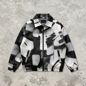 Custom Men's Satin Digital Print Collar Jacket | Lightweight Streetwear | Custom Streetwear Manufacturer