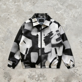Custom Men's Satin Digital Print Collar Jacket | Lightweight Streetwear | Custom Streetwear Manufacturer