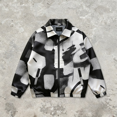 Custom Men's Satin Digital Print Collar Jacket | Lightweight Streetwear | Custom Streetwear Manufacturer