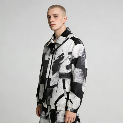 Custom Men's Satin Digital Print Collar Jacket | Lightweight Streetwear | Custom Streetwear Manufacturer