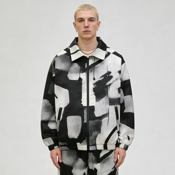 Custom Men's Satin Digital Print Collar Jacket | Lightweight Streetwear | Custom Streetwear Manufacturer