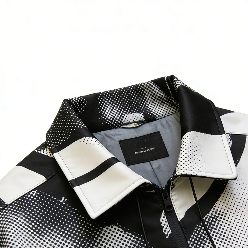 Custom Men's Satin Digital Print Collar Jacket
