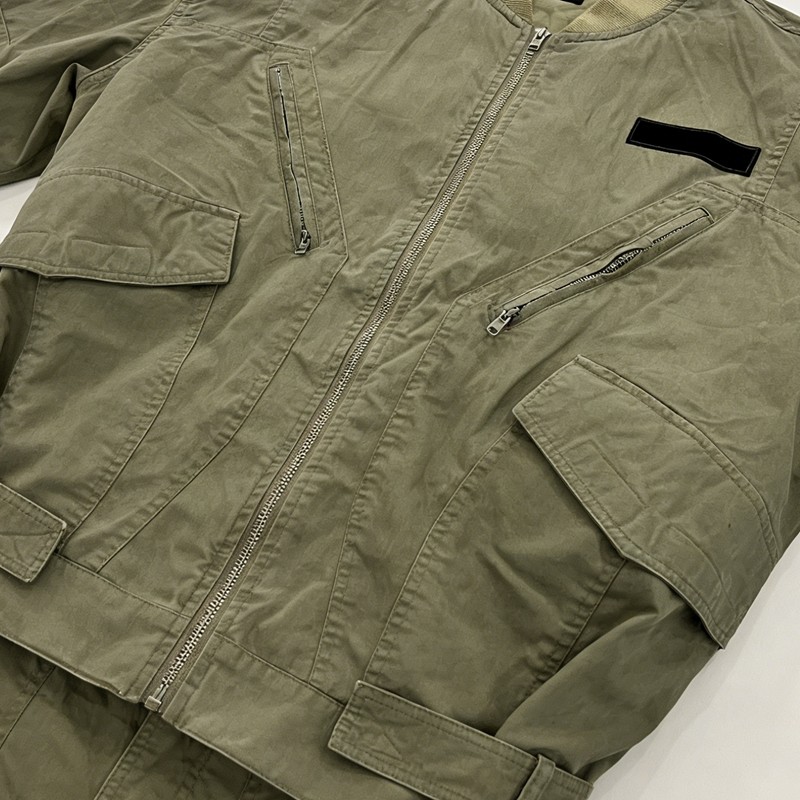 Snow Wash Zip Accent Jacket Cargo Pants Set