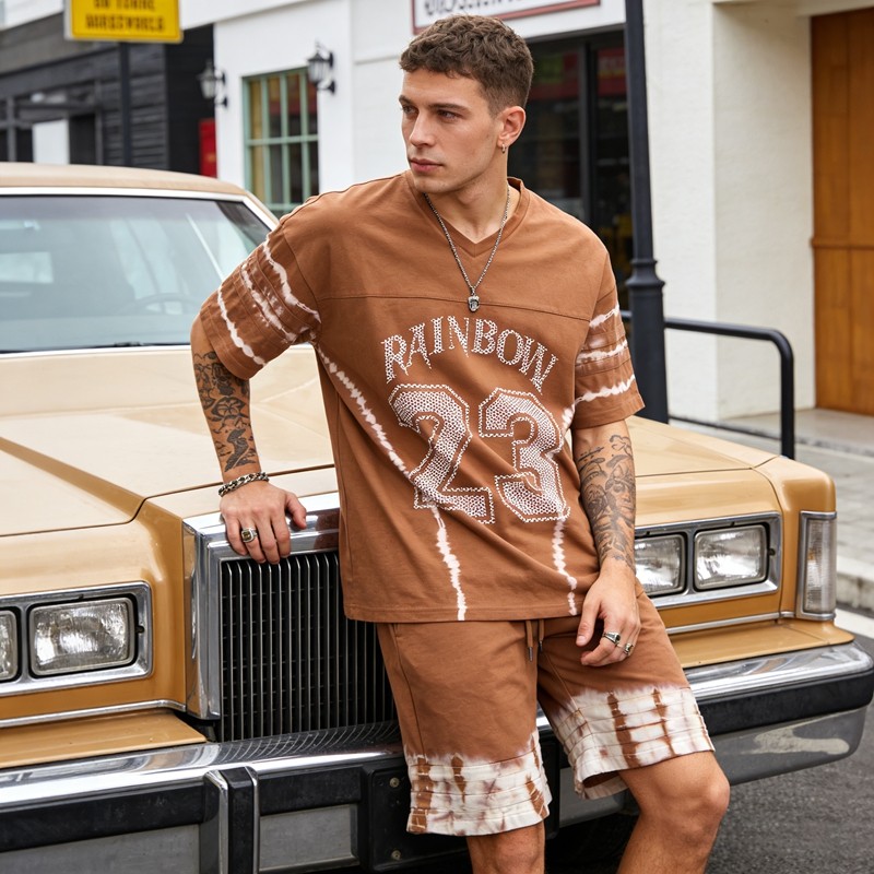 Custom Men's Tie-Dye and Screen Print Embroidered Tracksuits