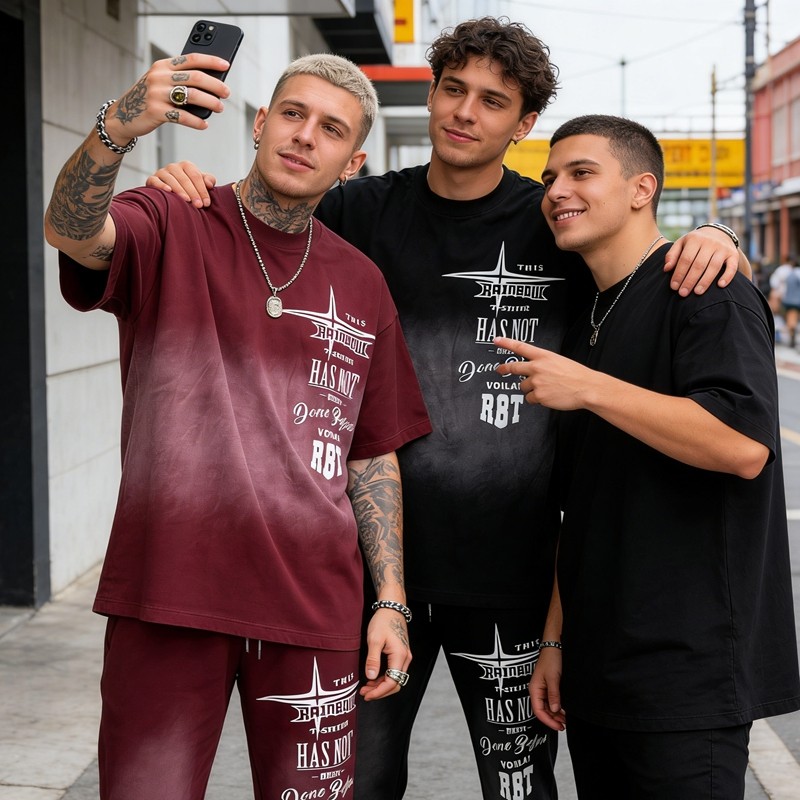 Oversized Sun Faded T-shirt and Sweatpants Set