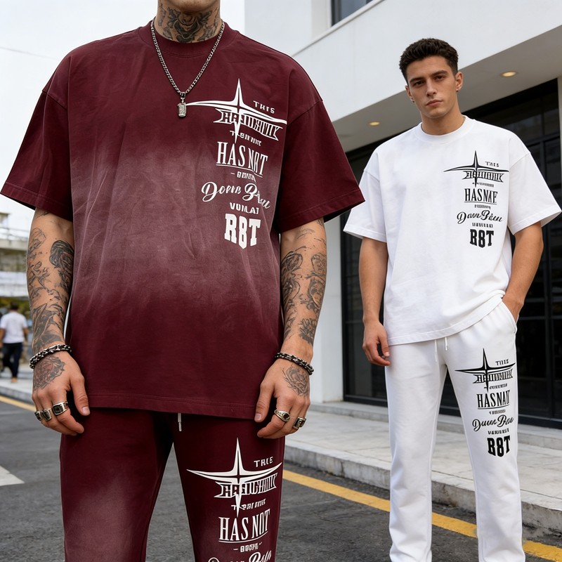 Oversized Sun Faded T-shirt and Sweatpants Set