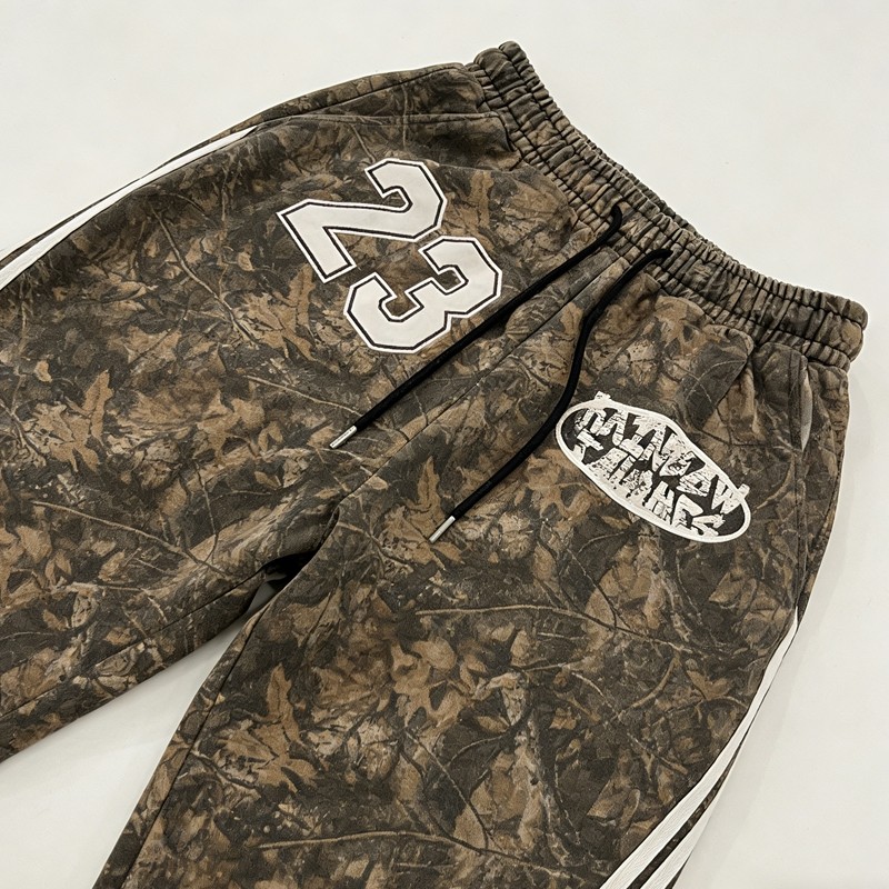 Men's Camo Paneling and Screen Print 3D Embroidery Tracksuit