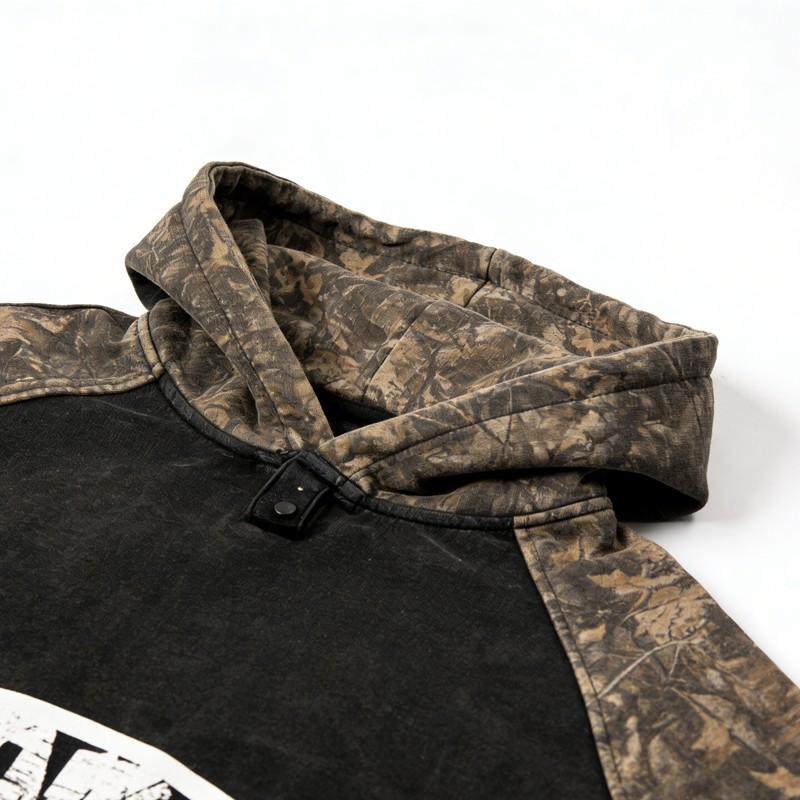 Men's Camo Paneling and Screen Print 3D Embroidery Tracksuit