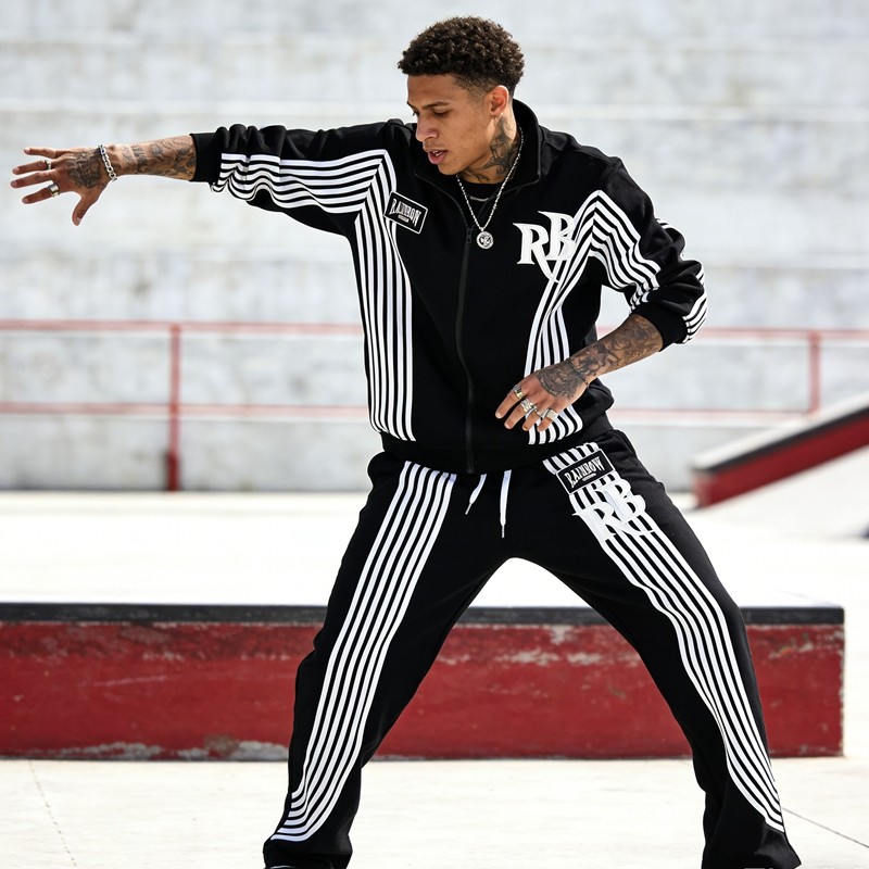 Custom Men's Patch Embroidered Striped Tracksuits