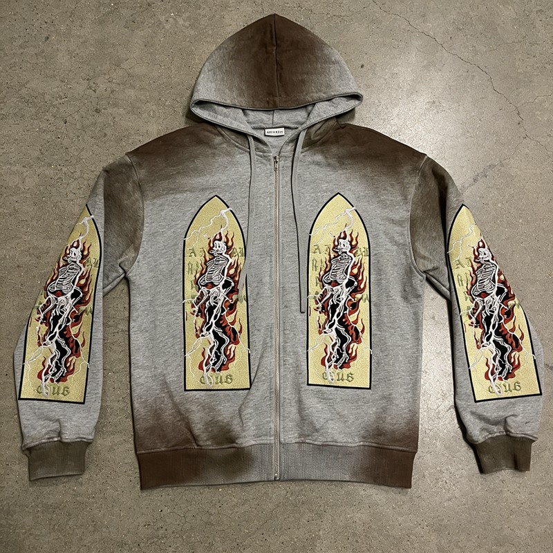 Spray Dye Embroidery Skeleton Tracksuit