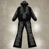 Embroidered Rhinestone Text Tracksuit | Hoodie and Flare Pants | Heavyweight Cotton | OEM Streetwear