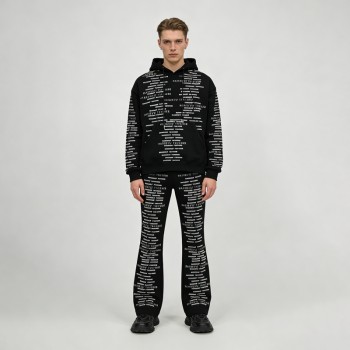 Embroidered Rhinestone Text Tracksuit | Hoodie and Flare Pants | Heavyweight Cotton | OEM Streetwear