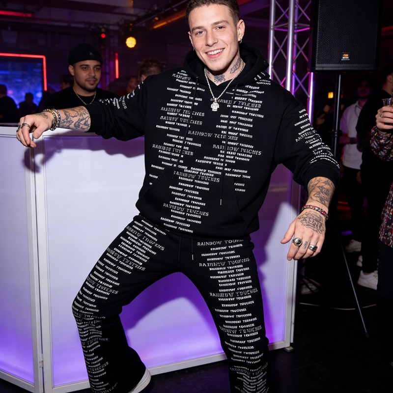 Embroidered Rhinestone Text Tracksuit