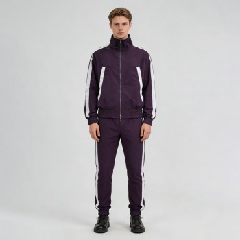 3D Silicone Print Paneled Tracksuits | Cropped Jacket and Joggers | Nylon Fabric | Streetwear Manufacturer