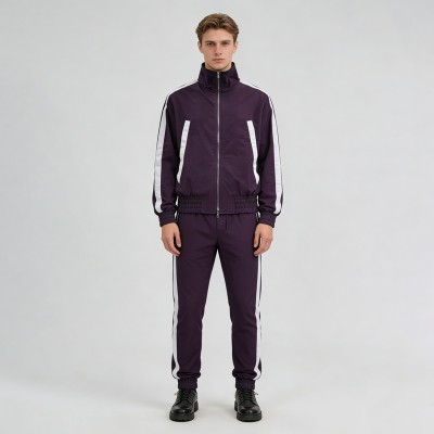 3D Silicone Print Paneled Tracksuits | Cropped Jacket and Joggers | Nylon Fabric | Streetwear Manufacturer
