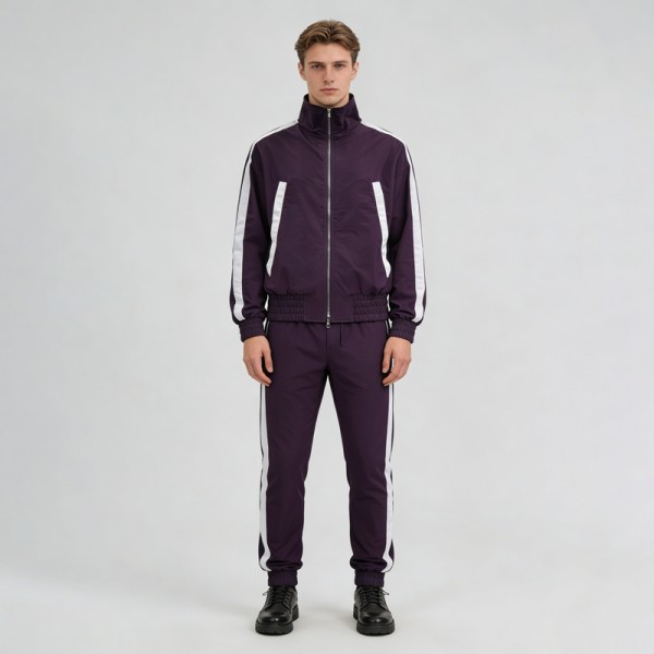 3D Silicone Print Paneled Tracksuits | Cropped Jacket and Joggers | Nylon Fabric | Streetwear Manufacturer