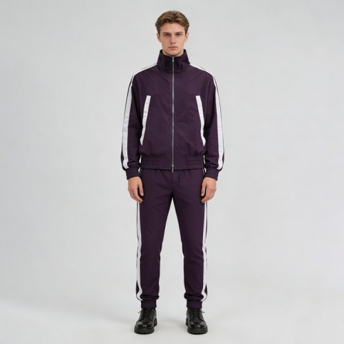 3D Silicone Print Paneled Tracksuits | Cropped Jacket and Joggers | Nylon Fabric | Streetwear Manufacturer