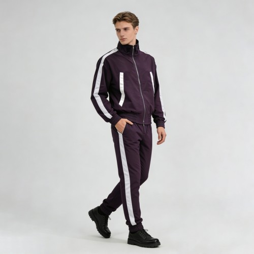3D Silicone Print Paneled Tracksuits | Cropped Jacket and Joggers | Nylon Fabric | Streetwear Manufacturer