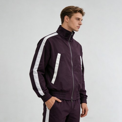 3D Silicone Print Paneled Tracksuits | Cropped Jacket and Joggers | Nylon Fabric | Streetwear Manufacturer