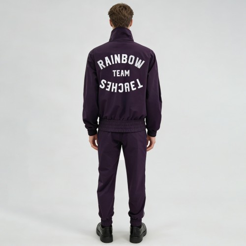 3D Silicone Print Paneled Tracksuits | Cropped Jacket and Joggers | Nylon Fabric | Streetwear Manufacturer