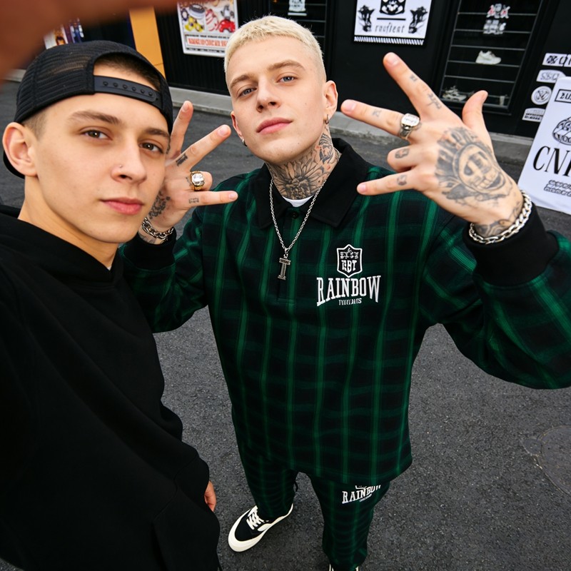 Embroidery and Screen Print Plaid Tracksuit