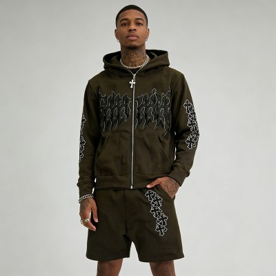Men's 3D Embroidery Applique Cross Tracksuit | Durable Streetwear | Custom Streetwear Manufacturer
