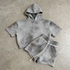 Rhinestone Distressed Washed Spray Dye Tracksuit | Raw Edge | Custom Streetwear Manufacturer