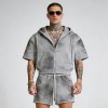 Rhinestone Distressed Washed Spray Dye Tracksuit | Raw Edge | Custom Streetwear Manufacturer