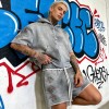 Rhinestone Distressed Washed Spray Dye Tracksuit | Raw Edge | Custom Streetwear Manufacturer