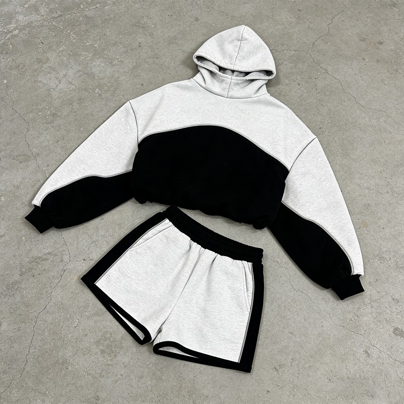 Color Block Hoodie and Shorts Tracksuits