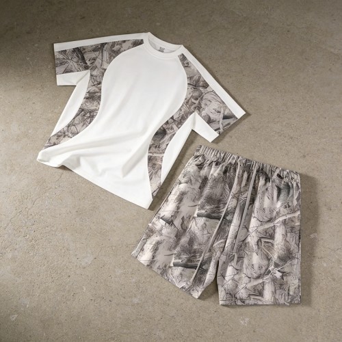 Men's Heat Transfer Camo Paneling Tracksuit | Quick-Dry Fabric | Loose Fit | OEM Streetwear