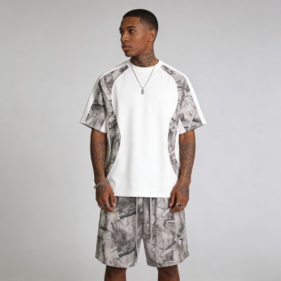 Men's Heat Transfer Camo Paneling Tracksuit | Quick-Dry Fabric | Loose Fit | OEM Streetwear