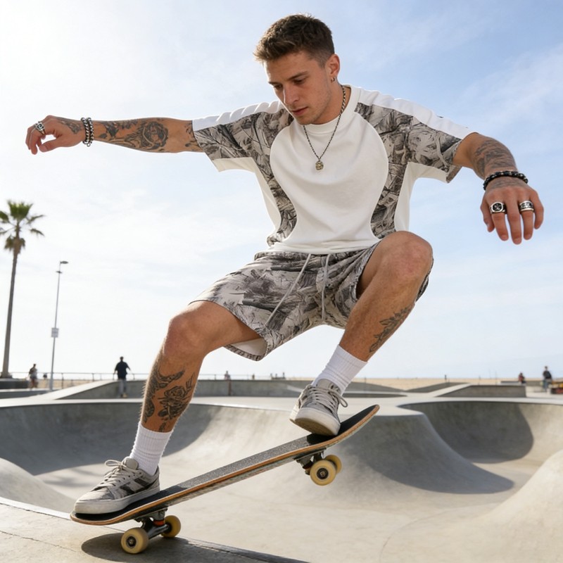 Men's Heat Transfer Camo Paneling Tracksuit