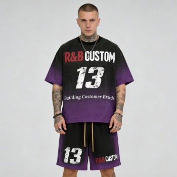 Men's Screen Print Sun Faded Tracksuit | Raw Edge | Casual Street Style | OEM Streetwear