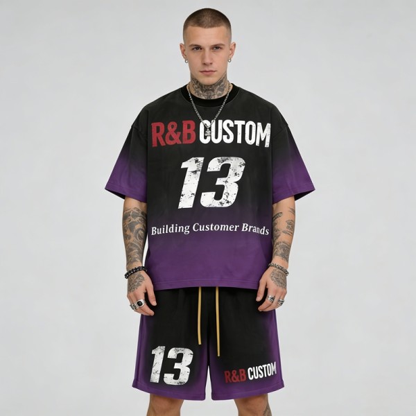 Men's Screen Print Sun Faded Tracksuit | Raw Edge | Casual Street Style | OEM Streetwear