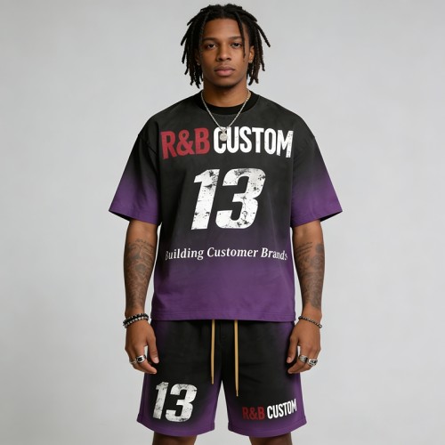 Men's Screen Print Sun Faded Tracksuit | Raw Edge | Casual Street Style | OEM Streetwear