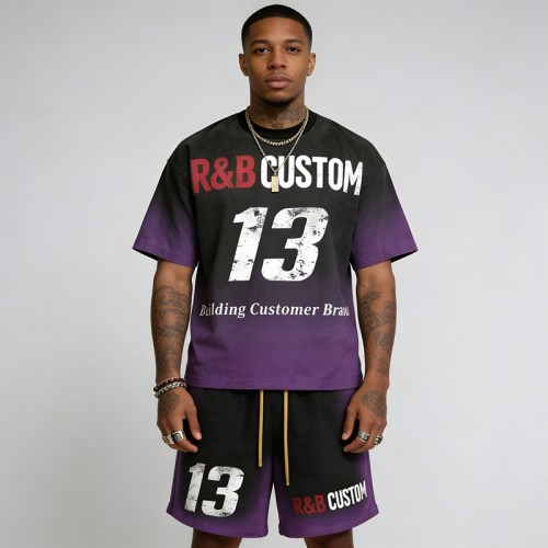 Men's Screen Print Sun Faded Tracksuit | Raw Edge | Casual Street Style | OEM Streetwear