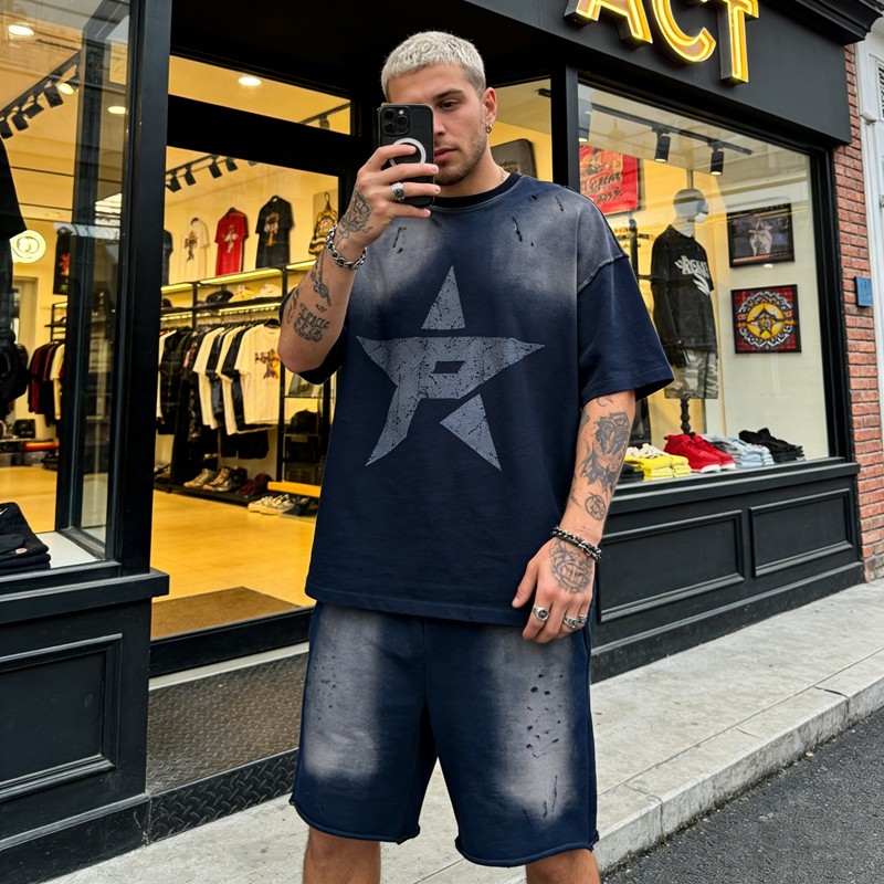 Star Washed Print Sun Faded Tracksuit