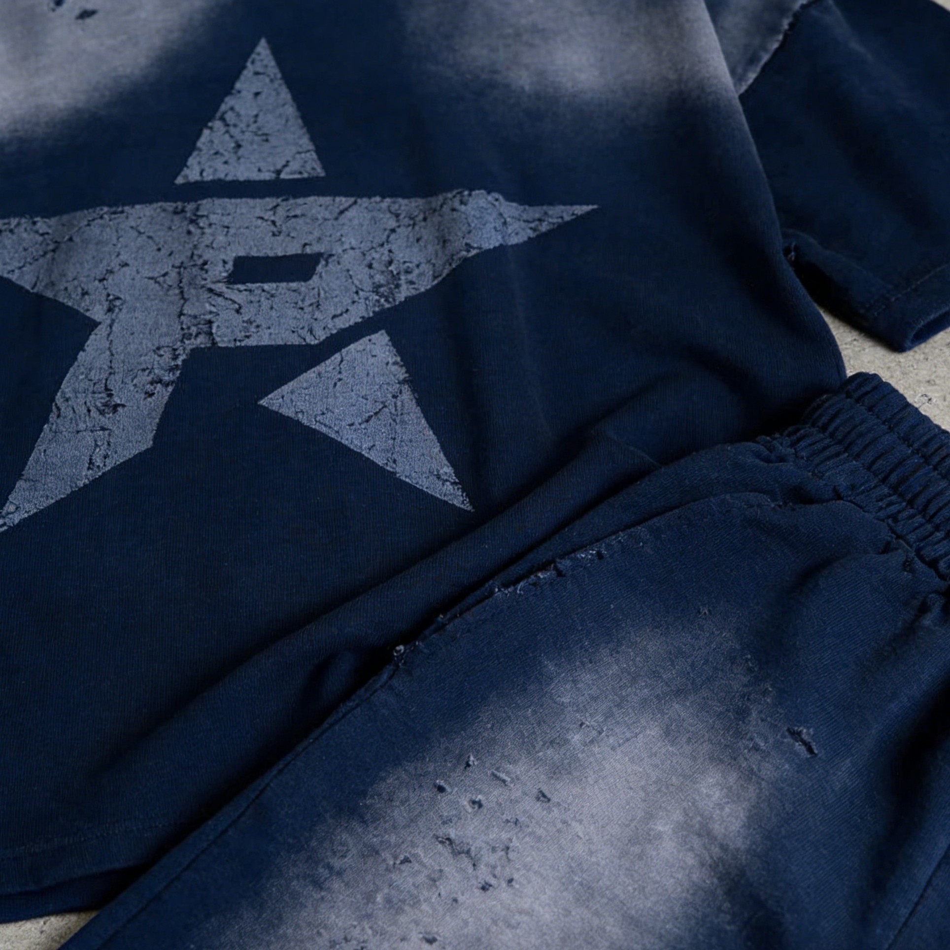 Star Washed Print Sun Faded Tracksuit