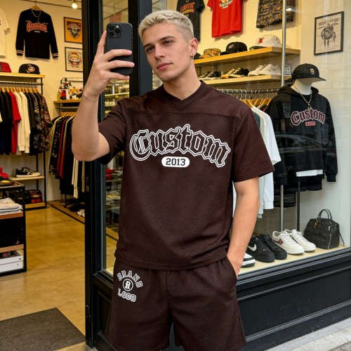 Men's Screen Print Mesh Jersey Tracksuit | Quick-Dry Streetwear | Custom Streetwear Manufacturer